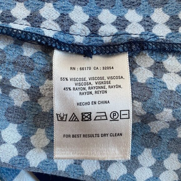 Anthropologie Maeve mini shirt dress Womens 6 geometric blue white preppy spring - Picture 11 of 11